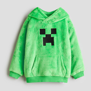 Sudadera con Capucha para Niñas, Estilo Holgado, Color Sólido, Felpa, Hombros Caídos, Suave y Cómoda, Ropa Casual - Product Image 3
