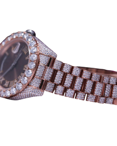 Montre de luxe Bling Hip Hop Moissanite Diamond Iced Out avec cadran marron, or rose, nouveau bracelet, montre-bracelet à quartz, bijoux - Product Image 2