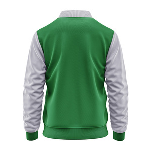 Veste bomber formelle ample à col rond, coupe-vent, respirante, écologique, couleur unie, logo personnalisé, en laine et viscose, style varsity - Product Image 2