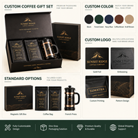 Boîte cadeau personnalisée PACK pour 1LB et 2LB avec espace pour presse à café, matériaux recyclés, revêtement UV et logo personnalisé