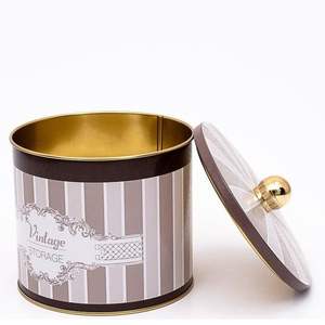 Boîte ronde en métal 1.7L Elegance avec poignée à bouton Ø 140x125mm-Boîtes de qualité supérieure - Product Image 3