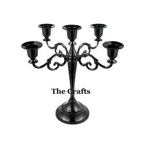 Candelabro de cinco brazos de color negro de hierro, candelabro de tamaño y forma personalizados para uso doméstico, hotel y boda - Product Image 2