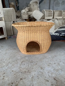 Panier de couchage classique en rotin tressé à la main, confortable et naturel, pour chats et chiens - Product Image 6