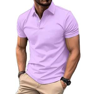 Grande taille hommes pour polos 100% coton brodé solide motif toile confortable et élégant - Product Image 5