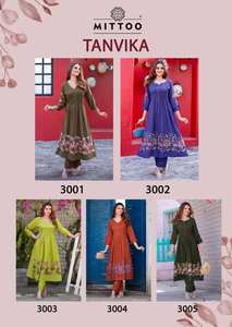 Gros Mittoo Kurti femmes rayonne fantaisie imprimé fleuri fil travail manuel Kurti bas indien pakistanais fête porter des vêtements - Product Image 6