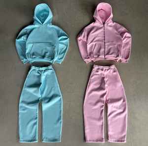 ชุดวอร์มผ้าฟลีซสำหรับผู้ชายชุดวอร์มกางเกงขาบานแบบเรียงซ้อนกันกระดุมครึ่งเม็ดสำหรับฤดูหนาว - Product Image 1