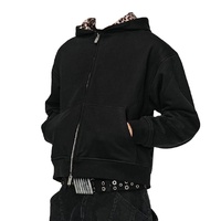 Sweat à capuche double couche en coton épais 400 g/m² avec logo personnalisé du fabricant, best-seller, réversible à carreaux avec fermeture éclair