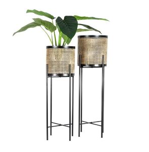 Handmade Planters Customized Design & Size Decorative Planters Rattan Net Planters Flower <b>Pots</b> with Stand - Product Image 2