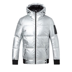 Wholesale Custom Canvas Bubble Quilted Winter Men's Shiny Removable Hooded Eco-Friendly Breathable Puffer <b>Jacket</b> - Product Image 1