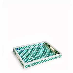 ถาดเสิร์ฟทำจากไม้ฝังกระดูกสีเขียวทนทานเป็นมิตรกับสิ่งแวดล้อมงานแฮนด์เมดดีไซน์ทันสมัยสำหรับงานแต่งงานงานดิวาลีตกแต่งกาแฟ - Product Image 1