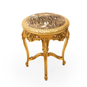 Juego de Mesa de Centro de Madera Dorada de Estilo Rococó de Lujo - Product Image 4