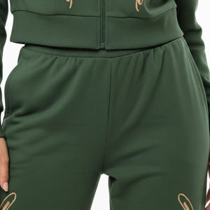 Ensemble survêtement décontracté streetwear brodé pour femme, veste zippée unie grande taille et pantalon large, idéal pour l'hiver - Product Image 5