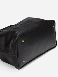 Black Genuine Leather Luxury Weekender Bag Travel Duffle Overnight <b>Gym</b> <b>Tote</b> Mens Womens Carry Luggage Large Polyester Handmade - Product Image 5