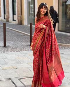 HERMOSO RICO PALLU Y JACQUARD TRABAJO EN TODA LA EXCLUSIVA FRONTERA DE JACQUARD DE SAREE By Fashionharbour - Product Image 6