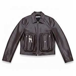 Chaqueta de Cuero de Oveja con Cremallera, Hecha a Mano, Resistente al Viento, de Alta Calidad, Ajustada, Impermeable y Ecológica, Personalizada OEM para Hombre - Product Image 5