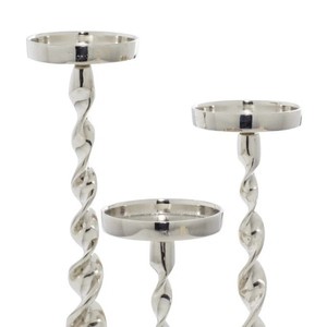 DecMode, portavelas de aluminio plateado, candelabros, decoración del hogar, centro de mesa, adorno - Product Image 3