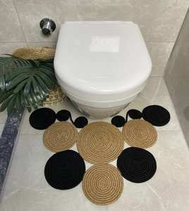 Tapis de paille tissé écologique Napperon unique en jonc de mer pour décor de cuisine de mariage Tapis de table artisanal - Product Image 2