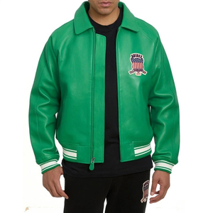 Chaquetas de hombre, chaqueta de bombardero de cuero con Forro cálido, chaqueta de avirex estilo OEM ODM con cierre de cremallera a la moda para hombre - Product Image 4