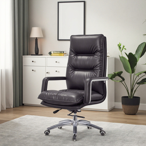Chaise de bureau ergonomique à dossier haut en cuir PU et maille, pivotante, avec base en acier, hauteur réglable, pour dirigeant ou manager - Product Image 6