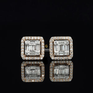 Magnifiques boucles d'oreilles en diamant avec diamants Moissanite et argent sterling 925 avec plaqué rhodium - Product Image 4