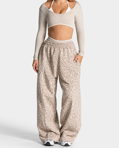 Wholesale <b>Women</b> Flare Jogger Pants 100% Cotton Canvas Summer Streetwear Breathable Soft <b>Baggy</b> High Elastic Waist Sports - Product Image 2