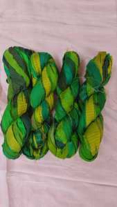 Custom-Made 100% <b>Recycled</b> Sari Silk Ribbon <b>Yarn</b> in Blue Shades Dyed Pattern for Hand & Knitting Art & Craft Projects Resale - Product Image 4