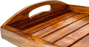 Bandeja para servir de madera Rectangular de latón AK con asa en color nogal, bandeja personalizada para utensilios de cocina/vajilla - Product Image 4