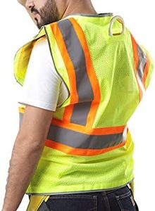 เสื้อกั๊กนิรภัยเทปสะท้อนแสงมองเห็นได้ชัดเจนกระเป๋าหน้าหลายช่องเสื้อกั๊กก่อสร้างสีเหลือง - Product Image 4