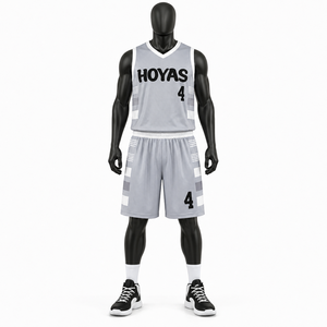 Uniforme de Baloncesto Personalizado para Hombre, Gris, Transpirable, de Malla, con Sublimación, de Alta Calidad, que Absorbe la Humedad - Product Image 1