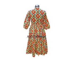 Vestido Midi de Algodón con Estampado Floral Digital Vintage, Transpirable, Hecho a Medida para Mujer, Cuello en V, Silueta Holgada, Informal - Product Image 5