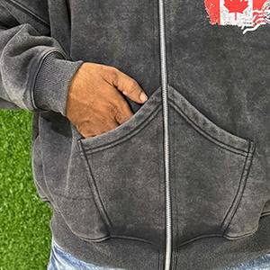 Winter Oversized <b>Fleece</b> Pullover 100% Cotton <b>Hooded</b> Hoodies for <b>Men</b> Boxy Zipper DTG Printing Front Sleeves Breathable - Product Image 3