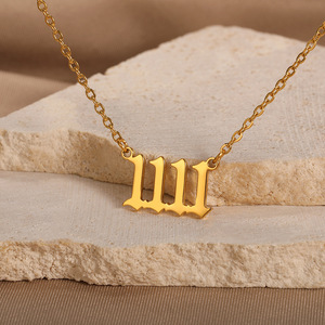Moda cuadrado signo Ángel número <span class=keywords><strong>1111</strong></span> colgante collar creativo personalizado impermeable Acero inoxidable 18K oro joyería de moda - Product Image 6