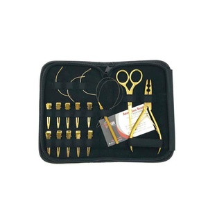 Kit d'outils d'extension de cheveux en microbilles d'acier inoxydable plaqué or avec pinces ciseaux - Product Image 6