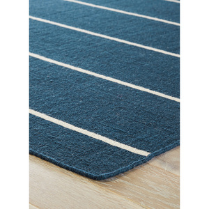 Tapis en laine Indusbar Dr-119 bleu à tissage plat, rayé/jacquard/kilim abstrait, pour couloir, rectangulaire, en jute, pour la maison et la chambre - Product Image 4