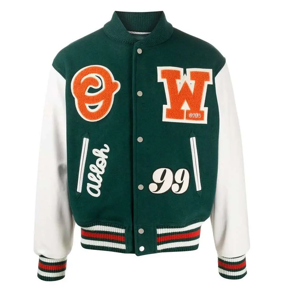 Benutzer definierte Herren Großhandel Hochwertige fertige Jacken Wind break Jacke Weiße Old School Varsity Jacke