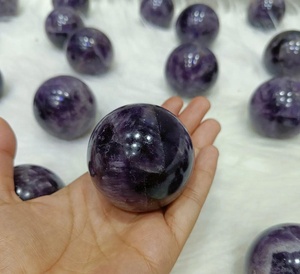 Sphères d'améthyste polies, boules de cristal violet naturel pour la décoration de la maison, artisanat en pierre semi-précieuse en forme de cercle - Product Image 3