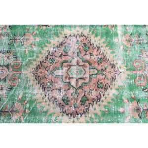 Tapis turc vintage 5,7x8,5 pi (174x259 cm), tapis en laine vert patchwork - Product Image 5