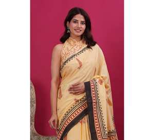 2025 nouveauté haute qualité coton Mulmul Saree élégant imprimé à la main conception pour la fête d'été porter des femmes indien pakistanais - Product Image 2