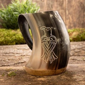 Viking écologique corne de boeuf bière tasse à boire polie buffle corne de boeuf tasses pour décor prix usine par f s international - Product Image 2