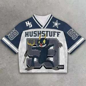 Maillot de football américain à motif surdimensionné Streetwear personnalisé Chemise à motif brodé et col en V pour hommes - Product Image 6