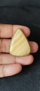 Cabujón de Ágata Amarilla con Ranuras de Latón, Cristal Curativo Increíble, Piedra Preciosa Suelta para la Fabricación de Joyas - Product Image 5