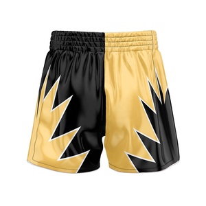 Shorts MMA personnalisés pour hommes, impression par transfert thermique, jaune et noir, satin, logo imprimé, séchage rapide, respirant, léger - Product Image 2