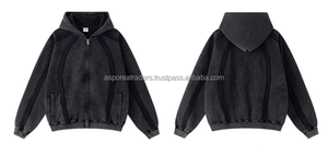 เสื้อฮู้ดซิปขนแกะฟอก100% สำหรับฤดูหนาวใส่ได้ทั้งชายและหญิงมีซิปสองชั้นผ้าคอตตอนพิมพ์ลายมัดย้อม - Product Image 6