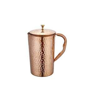 Quantité lourde en gros 100% cruche d'eau en cuivre pur avec couvercle étanche écologique Design classique Logo personnalisé vente en gros - Product Image 1