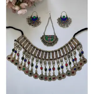 Wanita desain sederhana 4 buah Afghan perhiasan Set Fashion pabrik langsung pemasok dibuat sesuai pesanan Set anting-anting