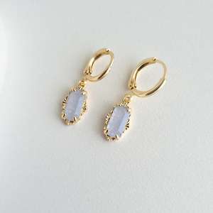 Aquamarine Huggie <b>Earrings</b> Light Blue Gemstone Vintage Filigree <b>Dangle</b> IGI Certified Wedding 925 Sterling Silver 14k Gold Plated - Product Image 4