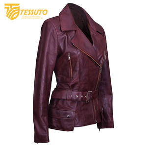 Chaqueta de cuero auténtico para mujer 100%, nueva chaqueta de cuero genuino de motorista informal y elegante en embalaje Premium - Product Image 4