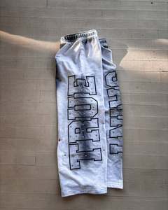 Custom Men's <b>Vintage</b> <b>Trousers</b> Casual Wide Leg Rhinestone Pants With Flared Design Made Fleece Fabric Flat Front Style - Product Image 2
