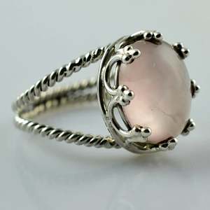 Boho January Birthstone <b>Ring</b> Handmade 925 Sterling Silver with Rose <b>Quartz</b> Oval Crystal Perfect Birthday Gift for Her - Product Image 5