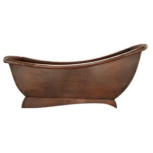 อ่างอาบน้ำทำจากทองแดงที่มีพื้นผิว Patina ที่สวยงามเพื่อแช่ตัวในห้องน้ำสไตล์วินเทจ - Product Image 1